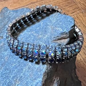 Tri-Color Rhinestones Banded Bracelet